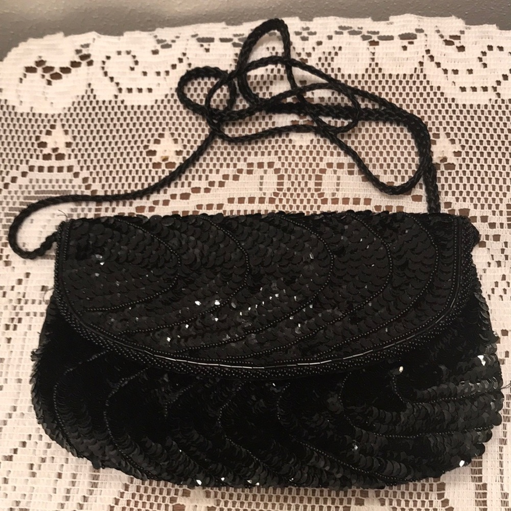 Black Beaded Bag Made In Macau